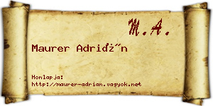 Maurer Adrián névjegykártya